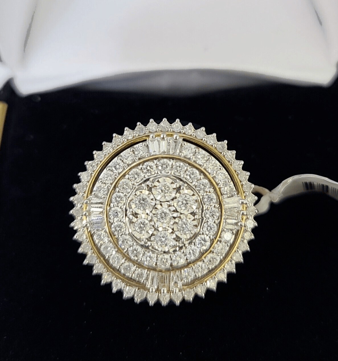 Real 10k Diamond Ladies Ring Circular Yellow Gold Women Casual Genuine - GoldenlinQ
